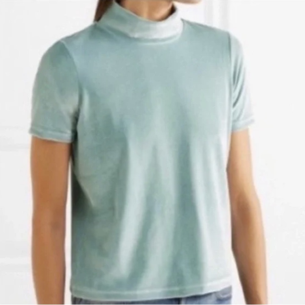 Madewell Velvet Mock Neck Tee - Sea Foam